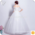 Alibaba en línea de compras de largo buena calidad Tulle manga corta cristales Pearl Ball vestido de boda vestido